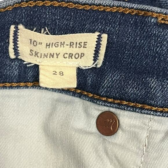 Madewell Womens Size 28 10" High Rise Skinny Crop Button Fly Medium Wash Jeans - Picture 11 of 13